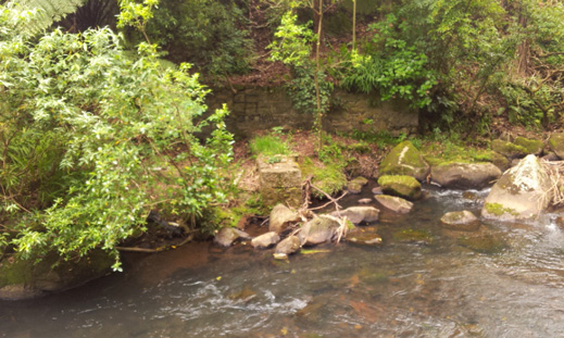 On the opposite bank of the river are the footings of an old water powered flour mill